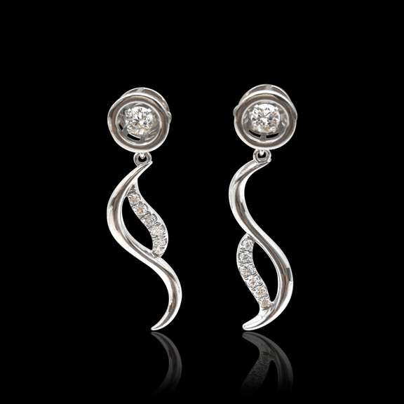 14k White gold & Diamond  Earrings