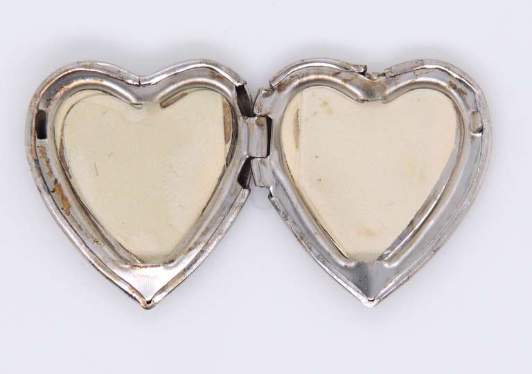 Vintage 925 Sterling Silver Engraved Floral Heart Shaped Locket Pendant