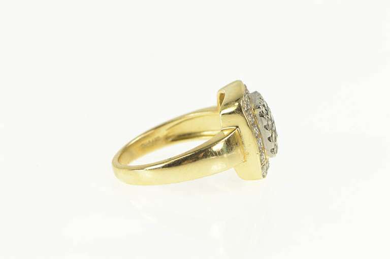 14K Yellow Gold 0.43 Ctw Diamond Square Halo Pave Statement Ring