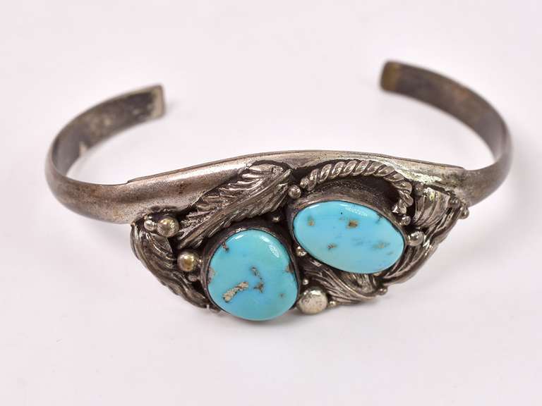 Vintage Turquoise Sterling Silver Bangle