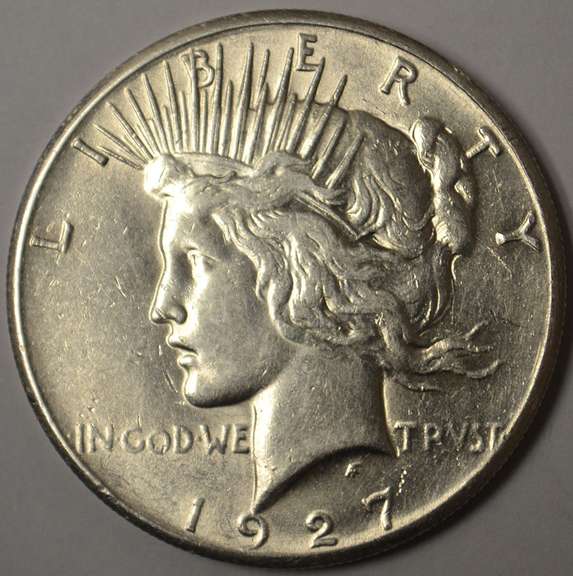 1927 Peace Silver Dollar Better Date, AU.