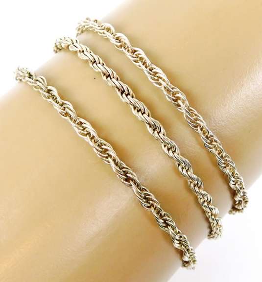 3 Sterling Silver Rope Chain Bracelets