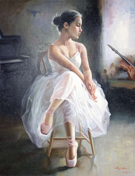 HongNian Zhang "The Ballerina" Original Oil on Canvas HongNian Zhang