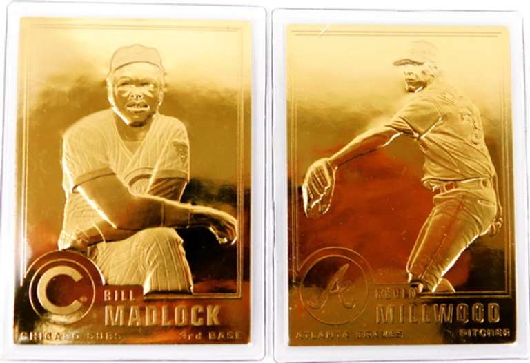 2 - 22KT Gold Foil Baseball Cards