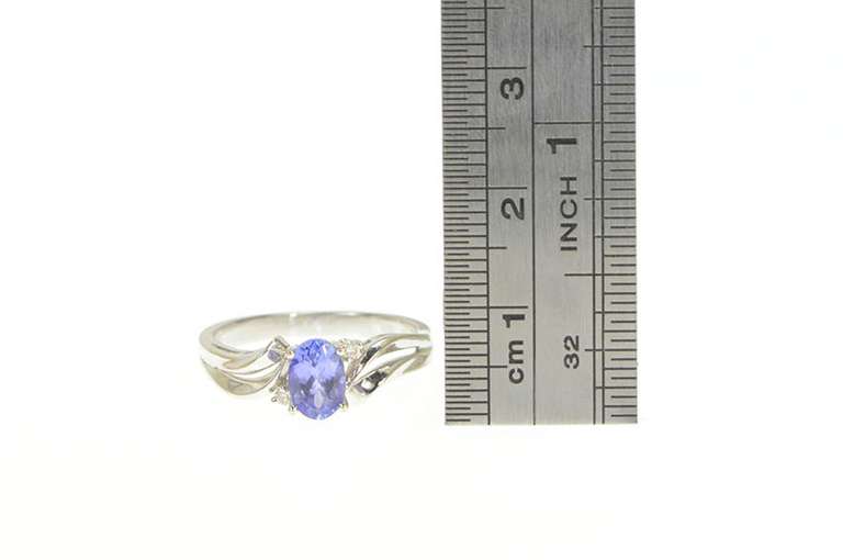 14K White Gold Tanzanite Diamond Bypass Split Classic Ring