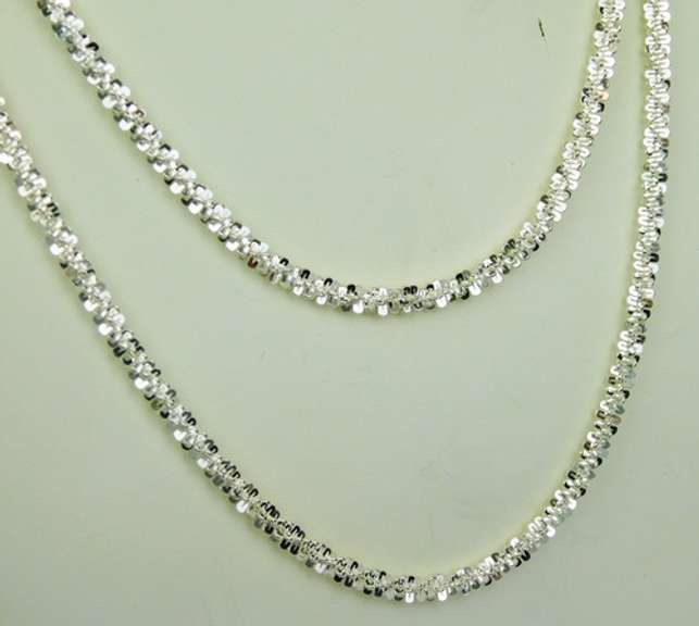 2 Italian Milor Glistening Sterling Silver Necklaces