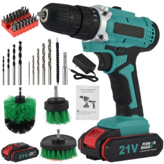 21V Cordless Drill Driver Kit Lithium-ion Battery