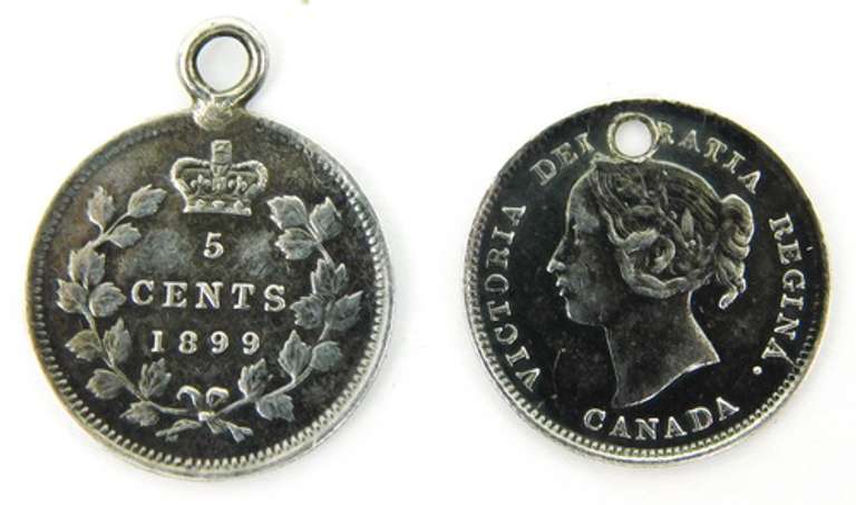 2 1800's Canadian Silver Coin Love Tokens