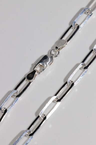 Italian .925 Sterling Silver 5.5mm Paperclip Chain 16 Inches