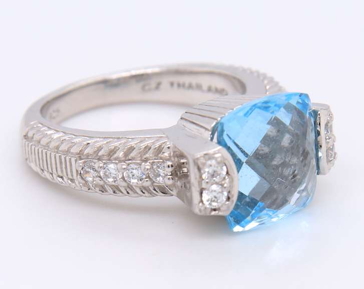 Judith Ripka Sterling Silver Dazzling Blue Topaz Ring