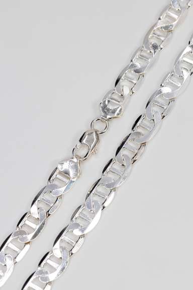 .925 Italian Sterling Silver 10mm Anchor Chain Necklace 26 Inches
