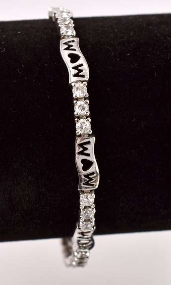 Sterling Silver Mom Bracelet with CZ's