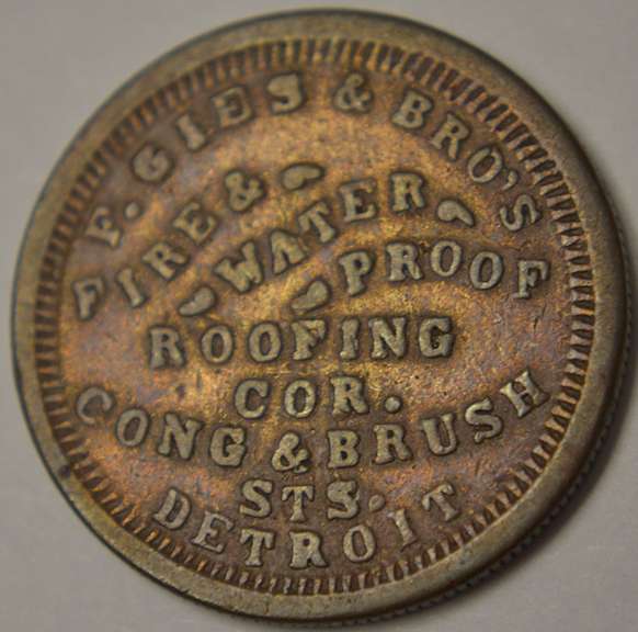 1863 F. Gies & Bros Roofing Detroit Michigan (225-AG-1A) R-7, Circulated