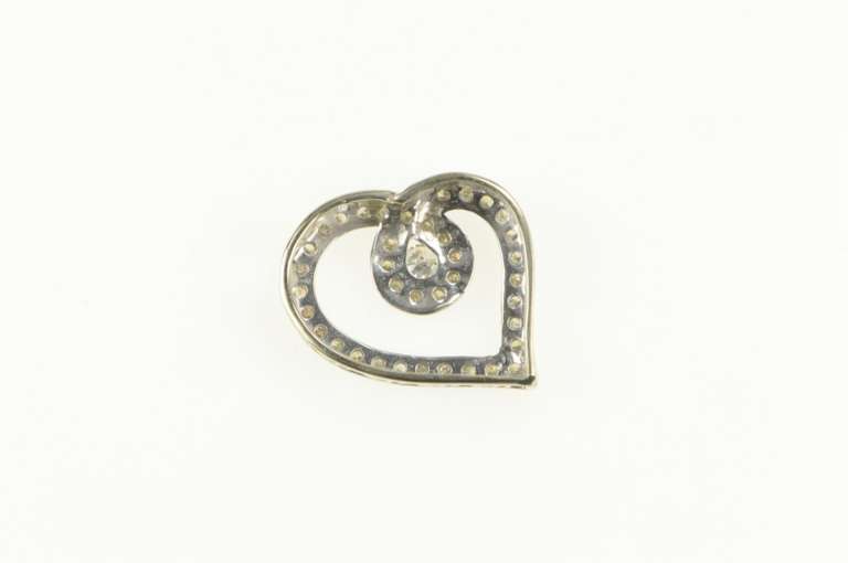 10K White Gold Diamond Encrusted Heart Love Symbol Pendant