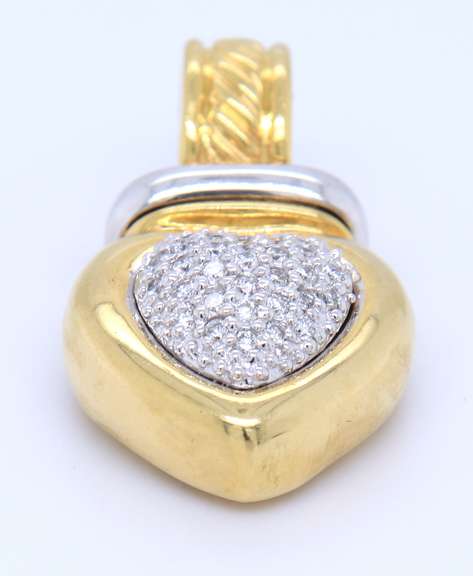 David Yurman Yellow Gold Diamond Heart Shaped Pendant
