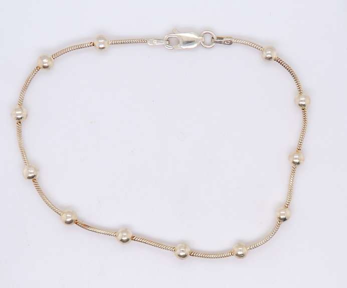 Vintage 925 Sterling Silver Beaded Necklace with Matching Bracelet
