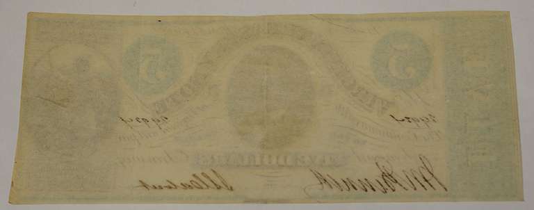 May 13th 1862 $5 Virginia Treasury Note, Circulated.