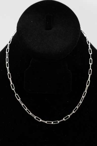 .925 Sterling Silver 3.6mm Diamond Cut Paperclip Chain 16 Inches
