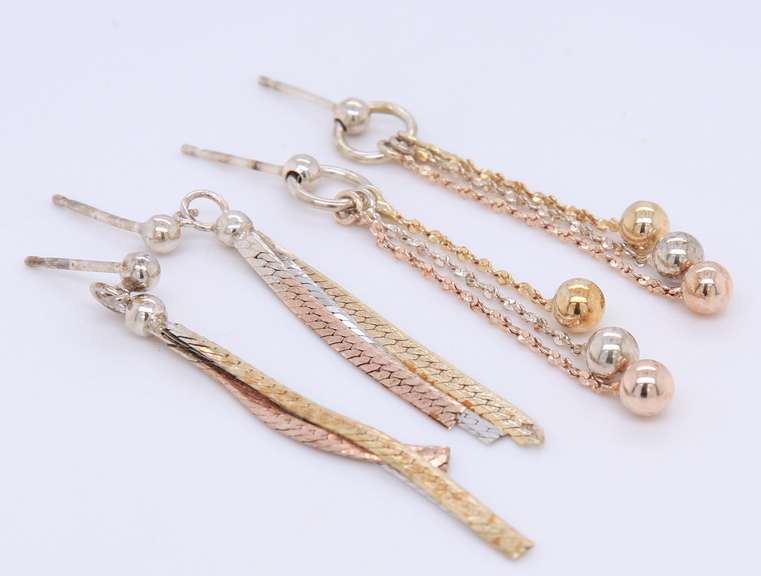 Group Lot of 2 Vintage 925 Sterling Silver Dangle Earrings