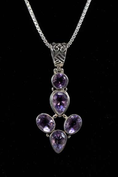 Sterling Silver Natural Amethyst Gemstone Pendant