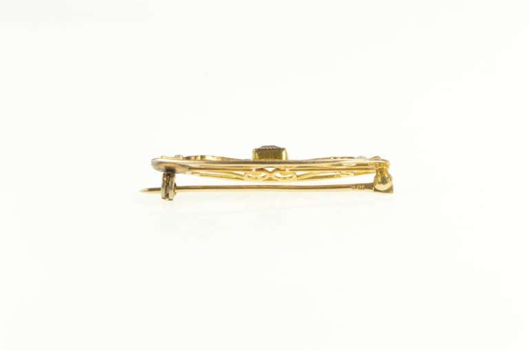 10K Yellow Gold Victorian Amethyst Seed Pearl Filigree Pin/Brooch