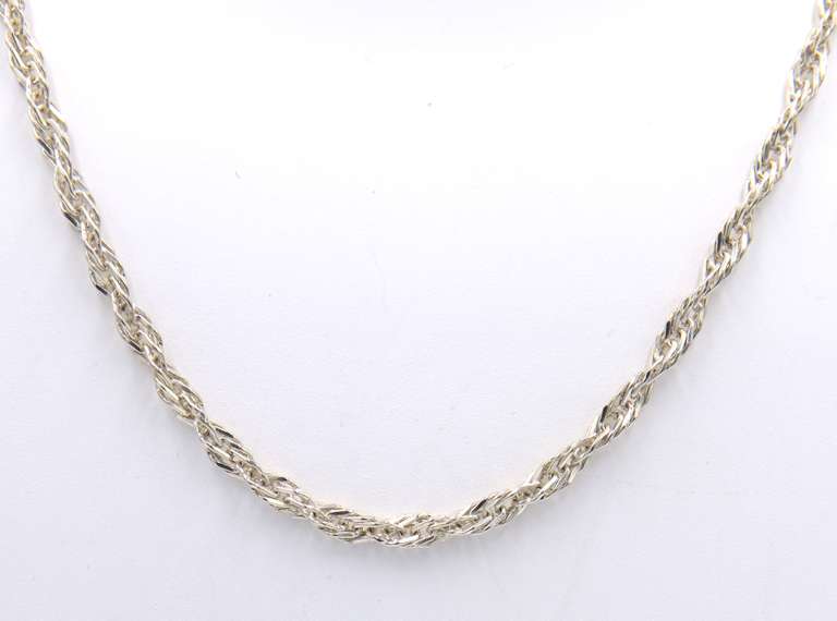 Set of Vintage Italian 925 Sterling Silver Rope Necklace and Matching Bracelet