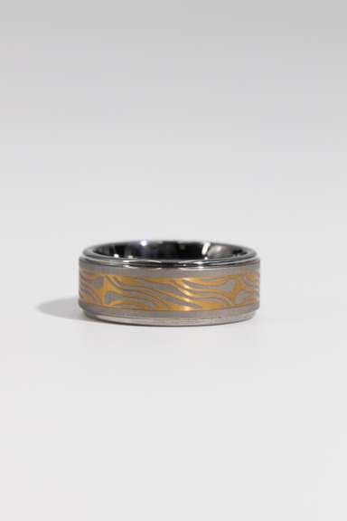 8mm Tungsten Carbide Wedding Band w/Laser Engraved Design Size 8