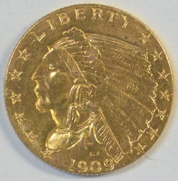 Very pretty BU 1909 US $2.50 Indian Gold Piece. Better date