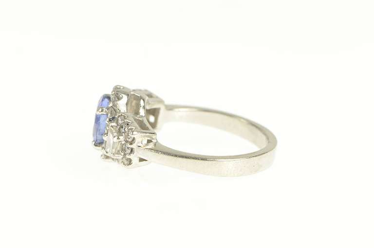 Platinum 1.55 Ctw Tanzanite Diamond Halo Engagement Ring