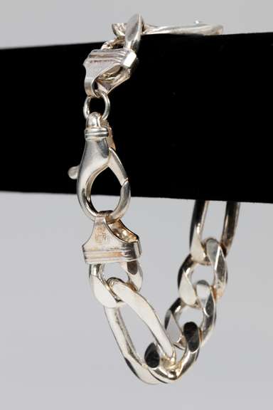 Italian .925 Sterling Silver 14.5mm 3+1 Figaro Bracelet 10 Inches