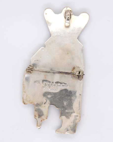 Vintage 925 Sterling Silver Amercan Indian Pendant Brooch