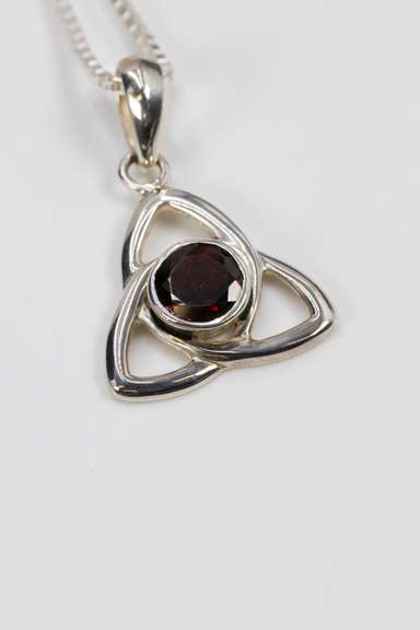 Sterling Silver Natural Garnet Gemstone Pendant