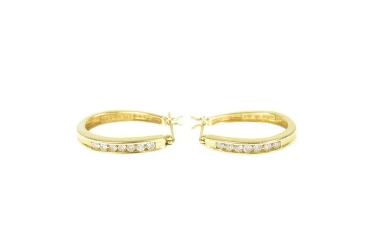 14K Yellow Gold 0.50 Ctw Diamond Classic Statement Hoop Earrings