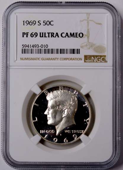 1969-S Proof Kennedy Half Dollar NGC PF69 Ultra Cameo