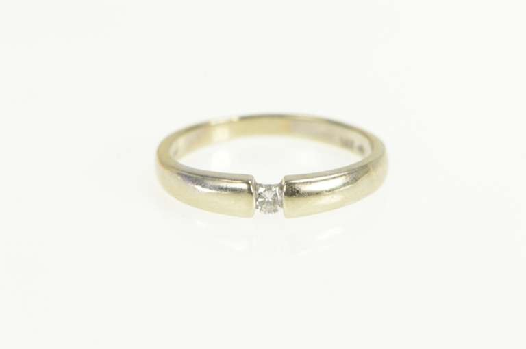 14K White Gold Classic Simple Diamond Split Inset Band Ring