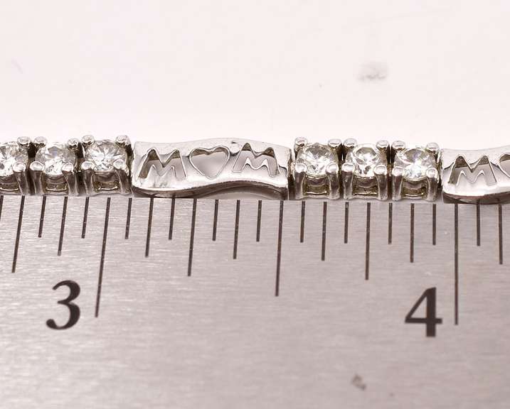 Sterling Silver Mom Bracelet with CZ's