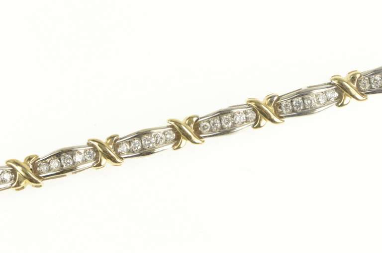 10K White Gold 1.75 Ctw Two Tone Diamond X Tennis Bracelet