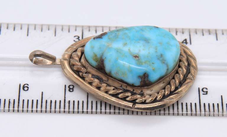 Vintage 925 Sterling Silver Turquoise Pendant
