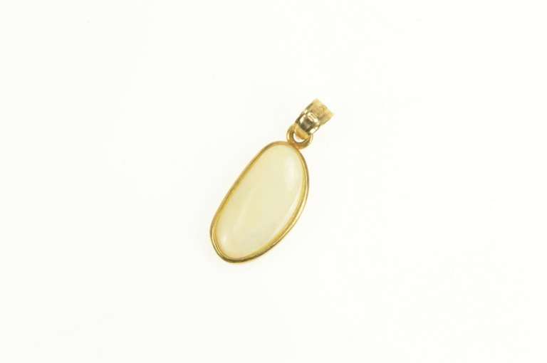14K Yellow Gold Oval Natural Opal Statement Pendant
