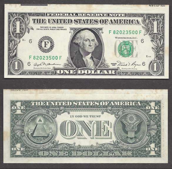 $1 1981 FRN Cutting Error Choice Crisp Uncirculated