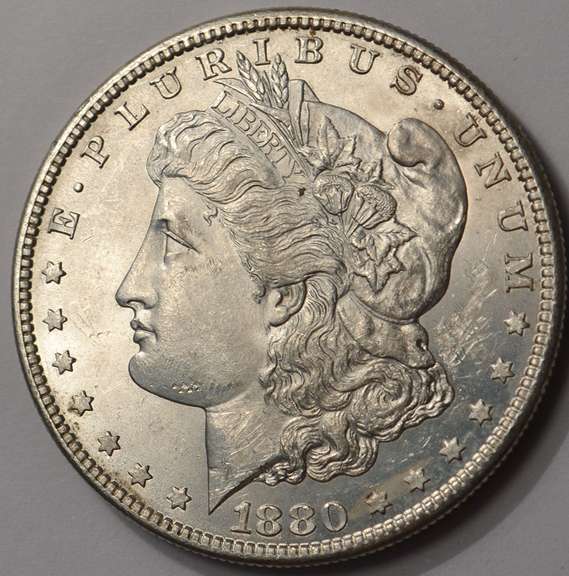 1880-S Flashy Morgan Silver Dollar Brilliant Uncirculated.