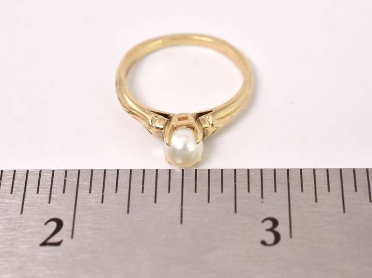 Splendid Dainty Pearl Ring in 14K Yellow Gold
