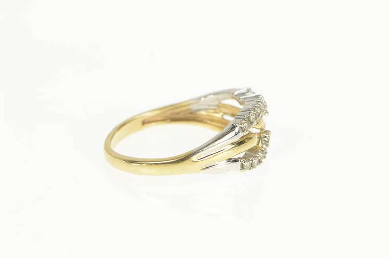 14K Yellow Gold Diamond Wave Ribbon Design Vintage Ring