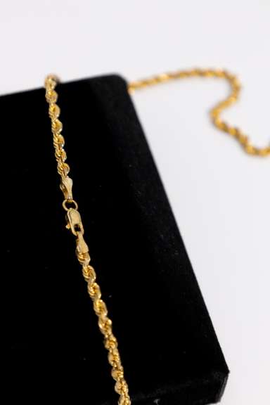 10K Yellow Gold Solid 2.5mm Rope Chain 20 Inch