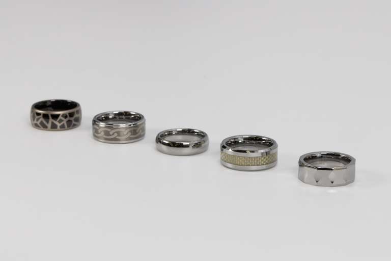 Lot of 5 Size 6 Tungsten Carbide Rings in Various Styles