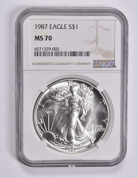 MS70 1987 American Silver Eagle NGC