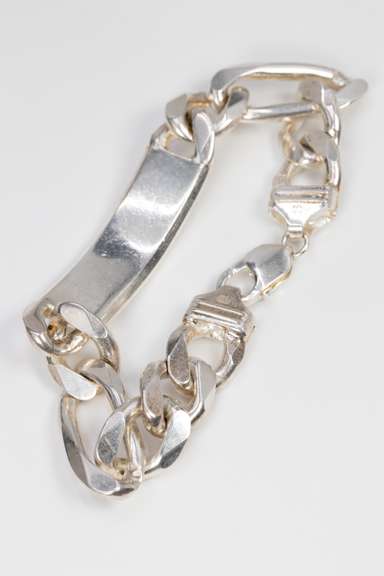 Italian .925 Sterling Silver 14.5mm 3+1 Figaro Link ID Bracelet 9 Inches