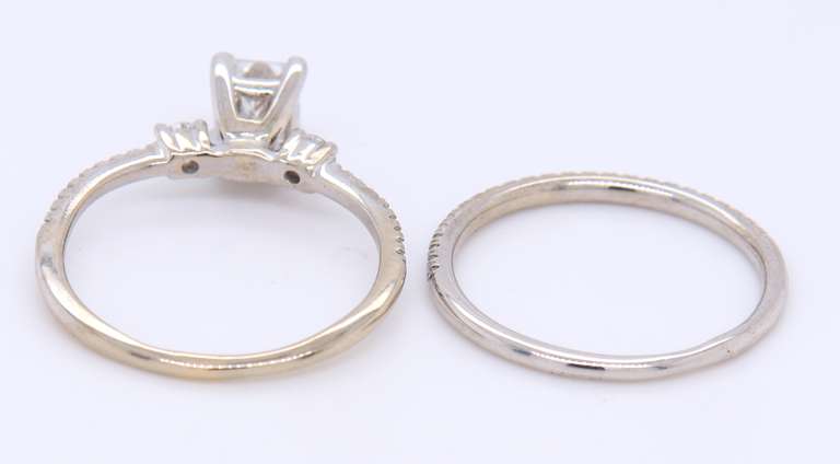 Majestic White Gold approximate 0.72ct Princess Cut Diamond Bridal Set