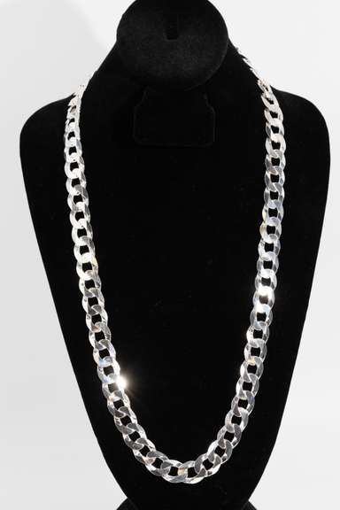 .925 Sterling Silver 12mm Curb Link Chain 30 Inch