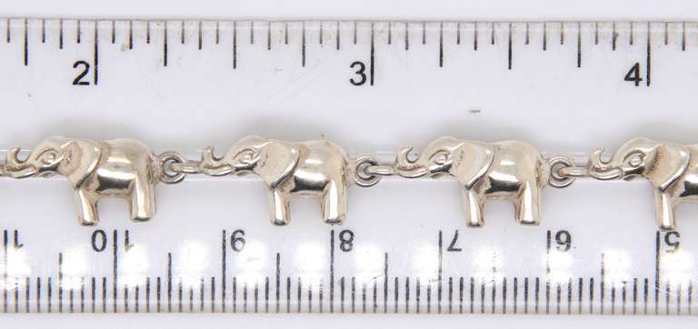 Vintage 925 Sterling Silver Elephant Link Bracelet